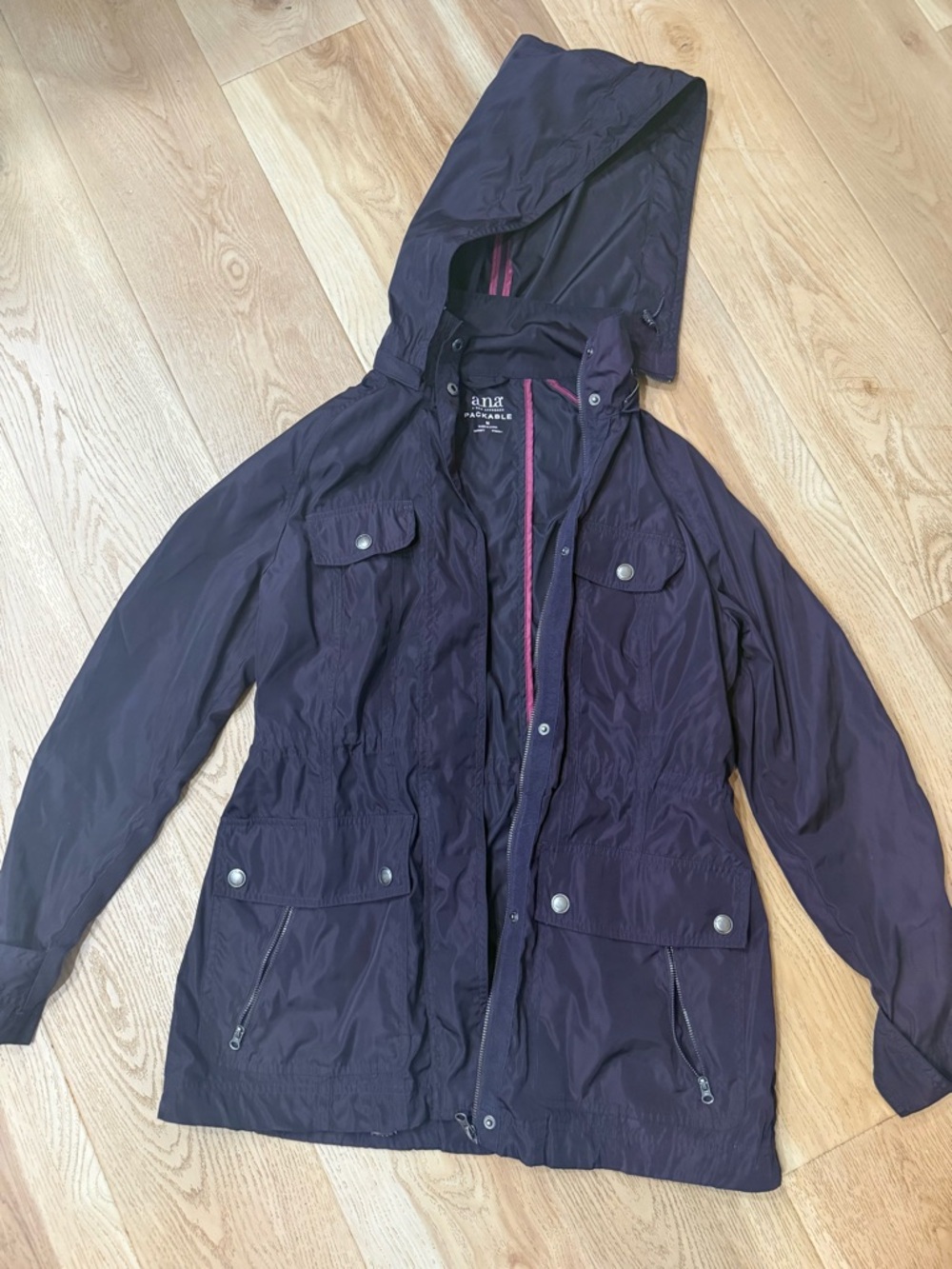 Hooded Rain Jacket in Deep Plum